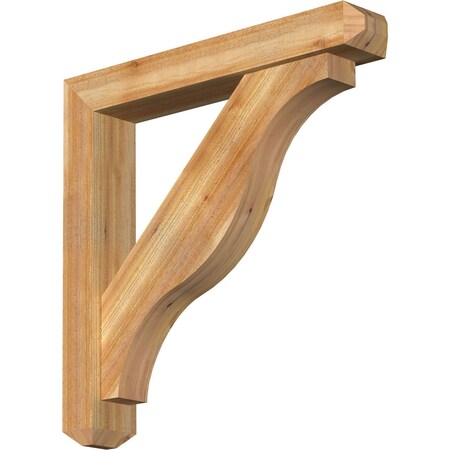 Ekena Millwork Funston Craftsman Rough Sawn Bracket w/ Offset Brace, Western Red Cedar, 6"W x 36"D x 36"H BKT0604X36X36FST04RWR